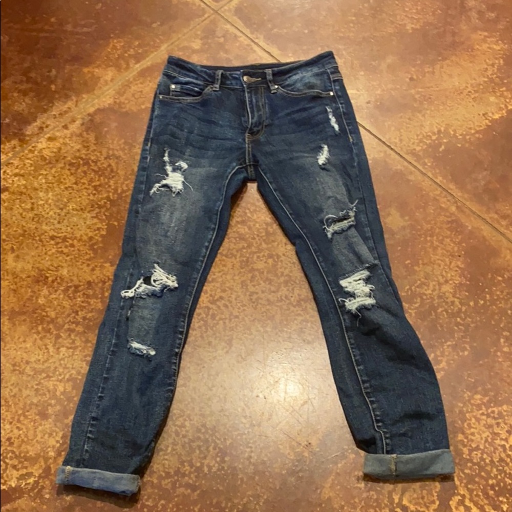 Grace and lace distressed jeans
